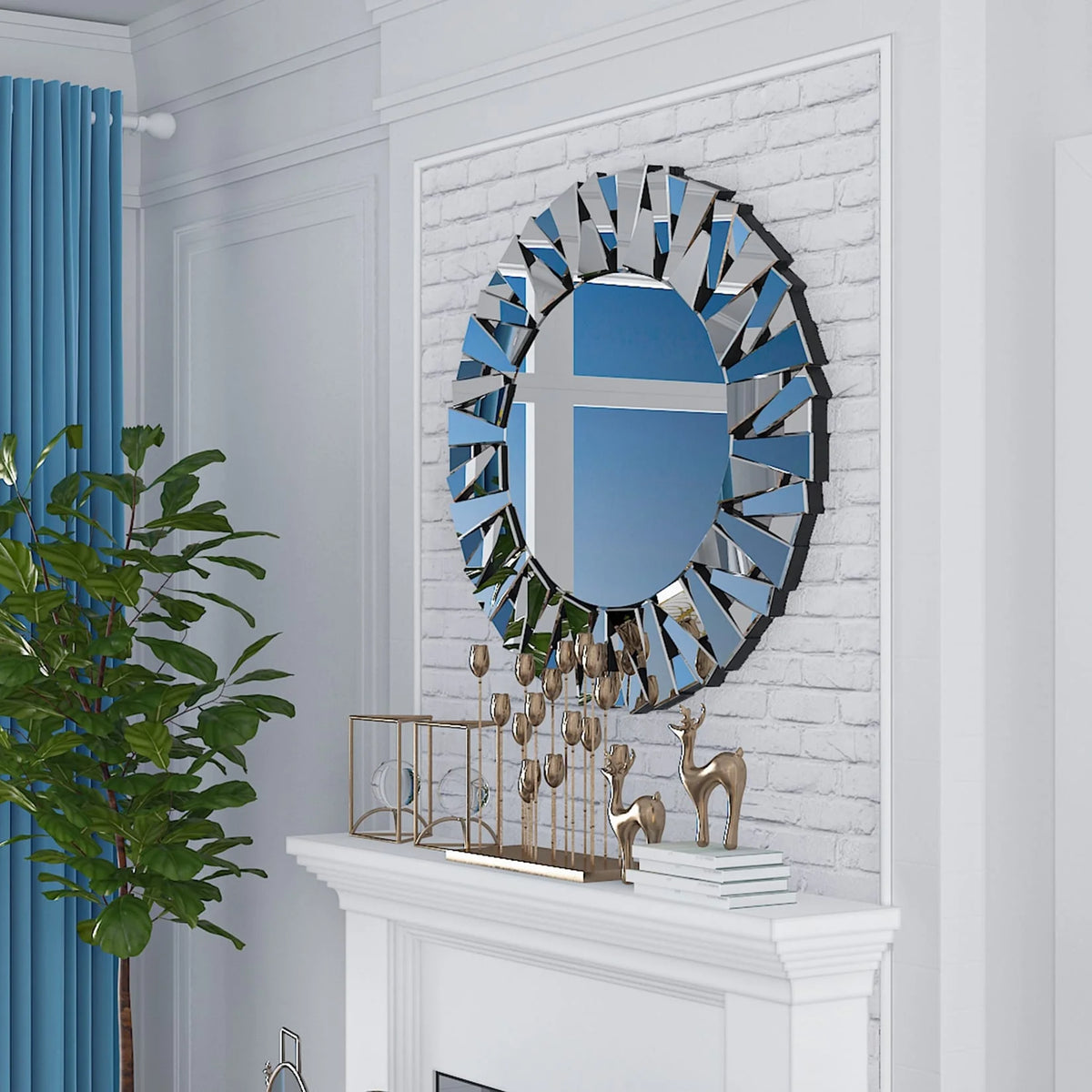 2026 32 Inch Round Decorative Wall Mirror, Glass Accent Mirror for Home Decor