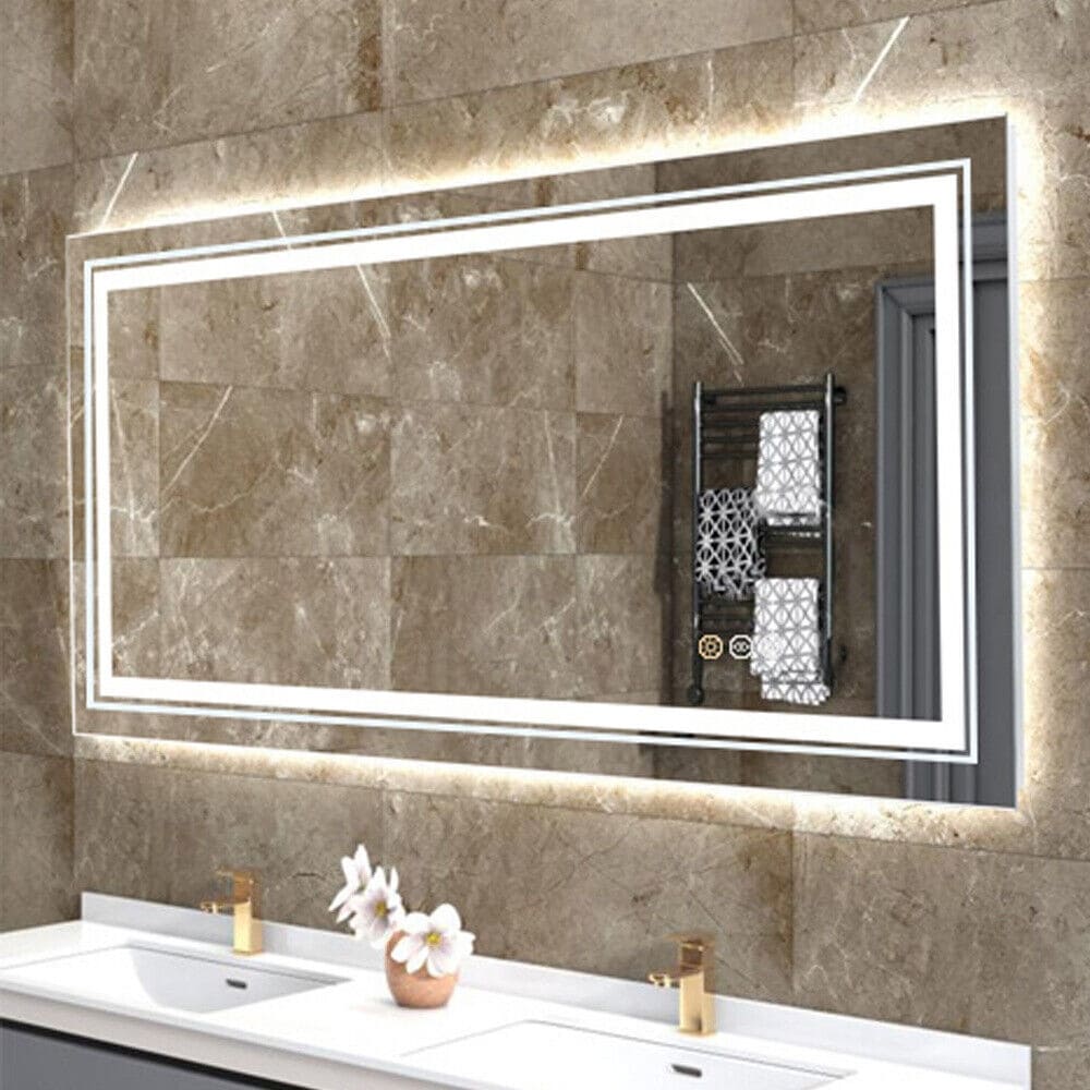 2026 Extra Large LED Lighted Bathroom Mirror, Anti-Fog Wall Mounted Vanity Mirror with 3 Colors