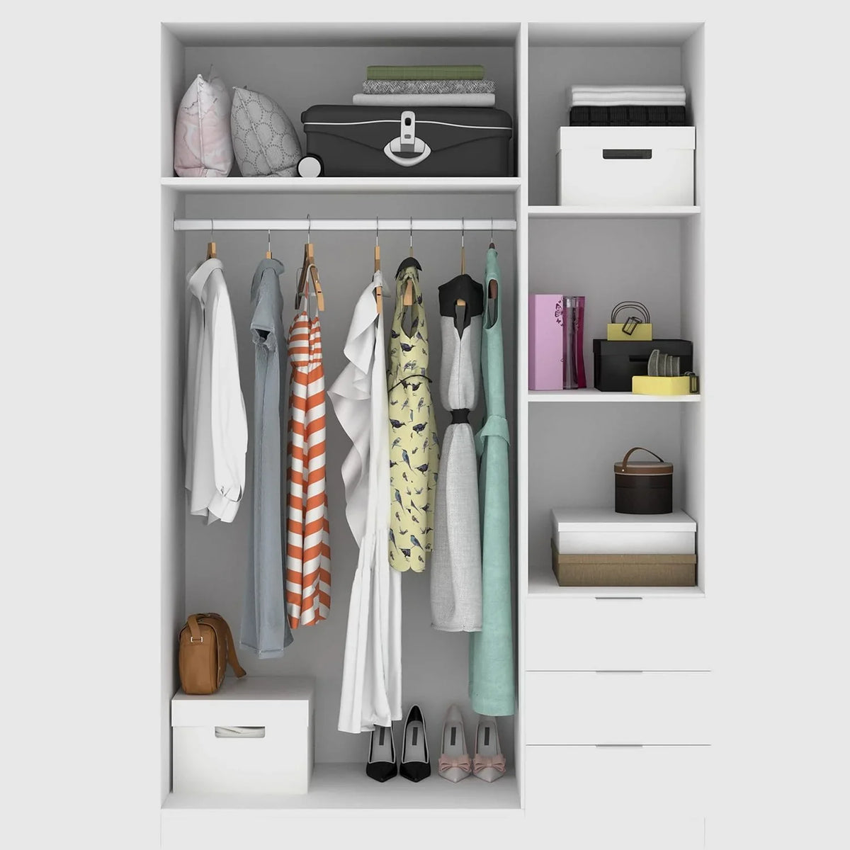 2026 DEKIT GRUPO RIMOBEL Armario Ropero 3 Puertas Y 3 Cajones – Blanco – 121X184X52 Cm