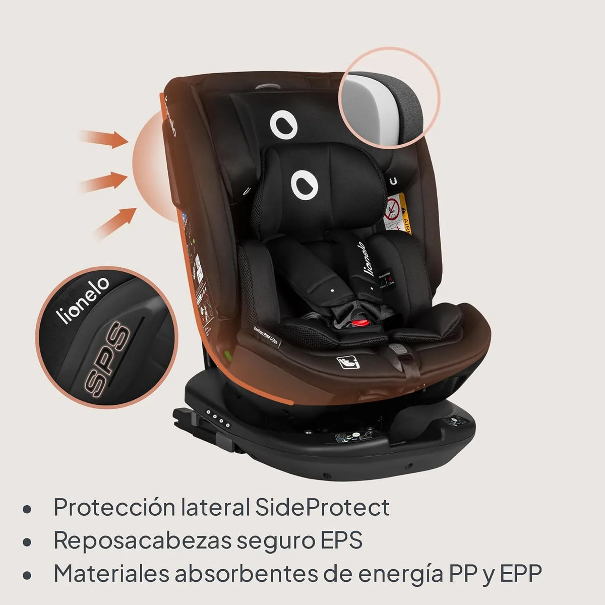 2026 LIONELO Bastiaan RWF i – Size Silla de Coche para Bebé Giratoria 360° 0 – 36kg, Instalaciión Delantera y Trasera (18kg), ISOFIX TopTether, Reposacabezas y Respaldo Ajustables Protección Lateral