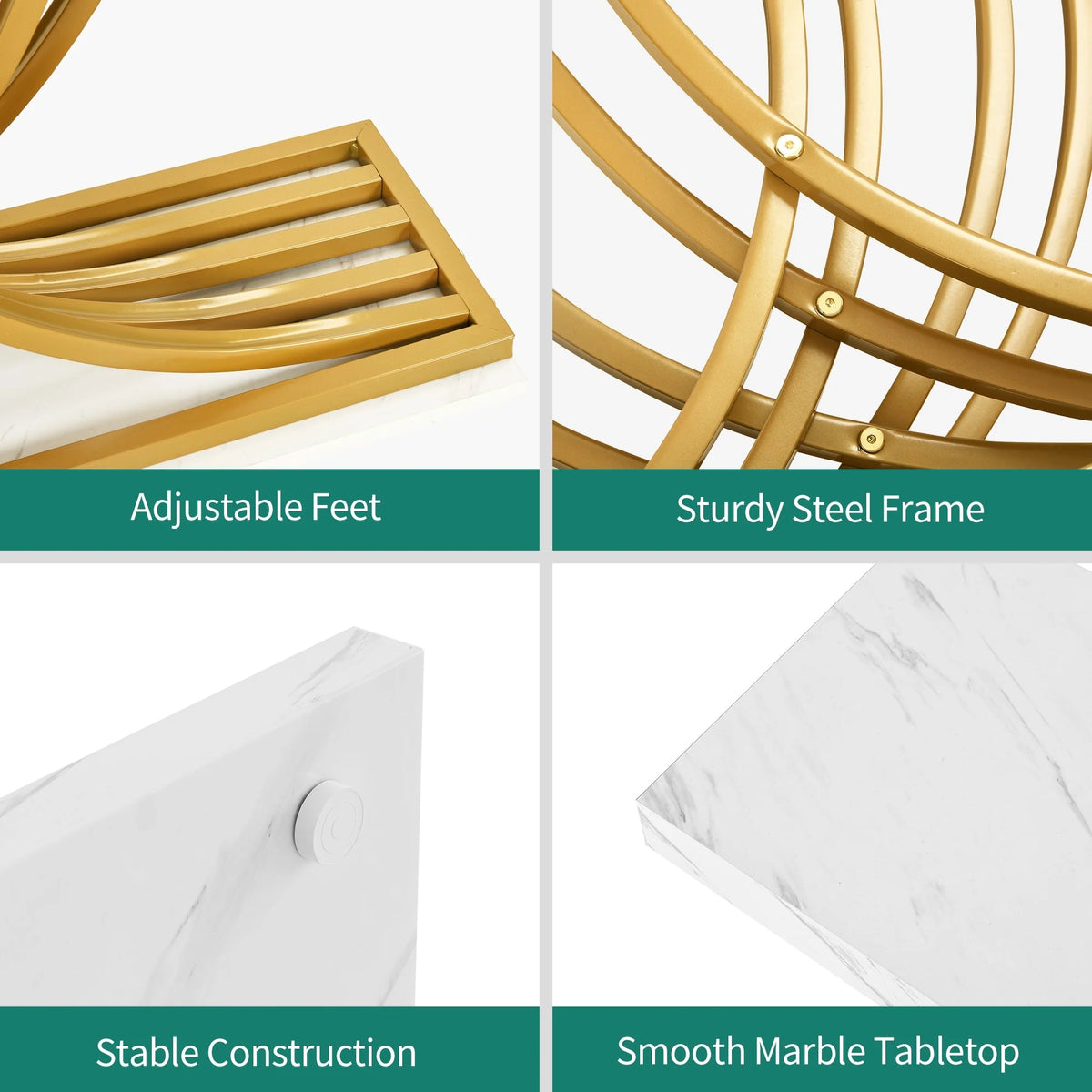 2026 Modern Gold Console Table with Marbled Top, Sofa Table for Entryway and Hallway
