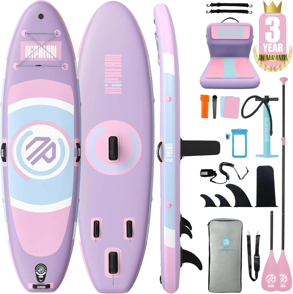 2026 Niphean Tabla Paddle Surf Hinchable, Tabla de Paddle Surf 305 cm con Aletas de Equilibrio para Principiantes y Accesorios Resistentes, Sup Board para Adultos, Stand up Paddle Board Versátil para Yoga