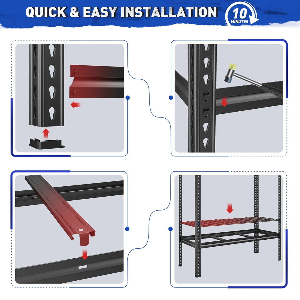 2026 REIBII 48" W Garage Shelving Units 5 Tier Storage Shelves Heavy Duty Adjustable Metal Utility Shelf-72" H x 48" W x 24" D