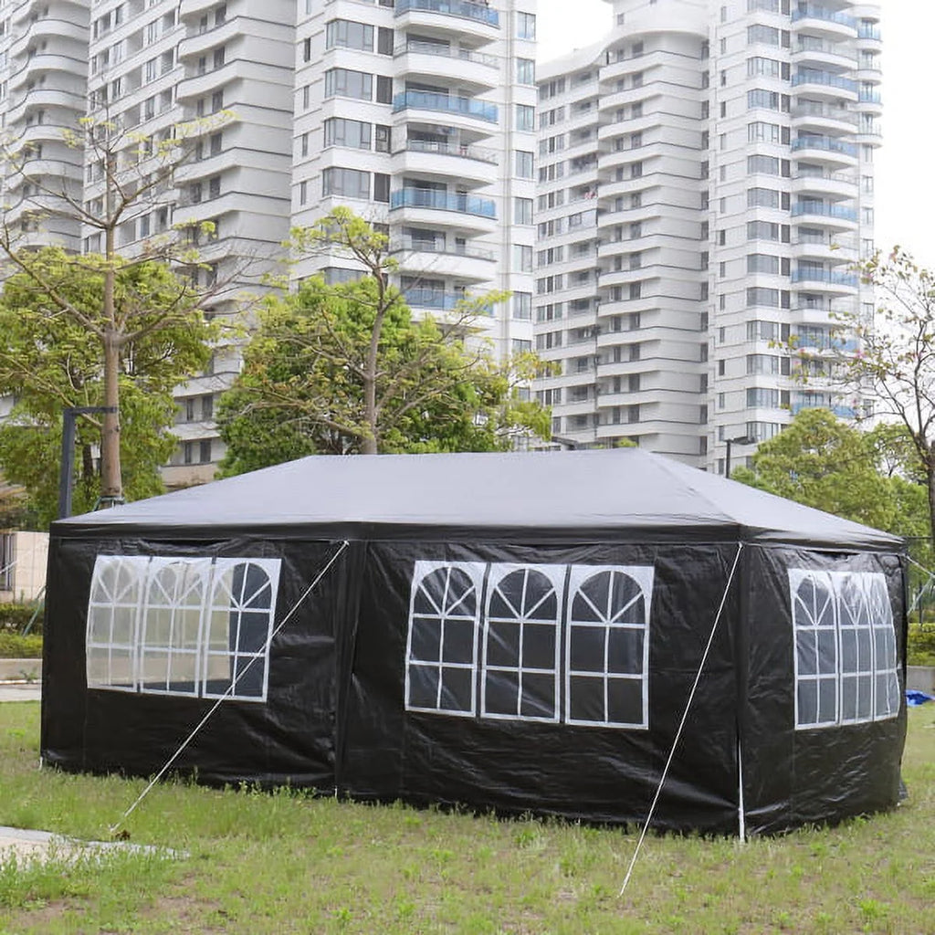 2026 Fithood 10'x20' Outdoor Party Tent with 6 Removable Sidewalls, Waterproof Canopy Patio Wedding Gazebo, Black
