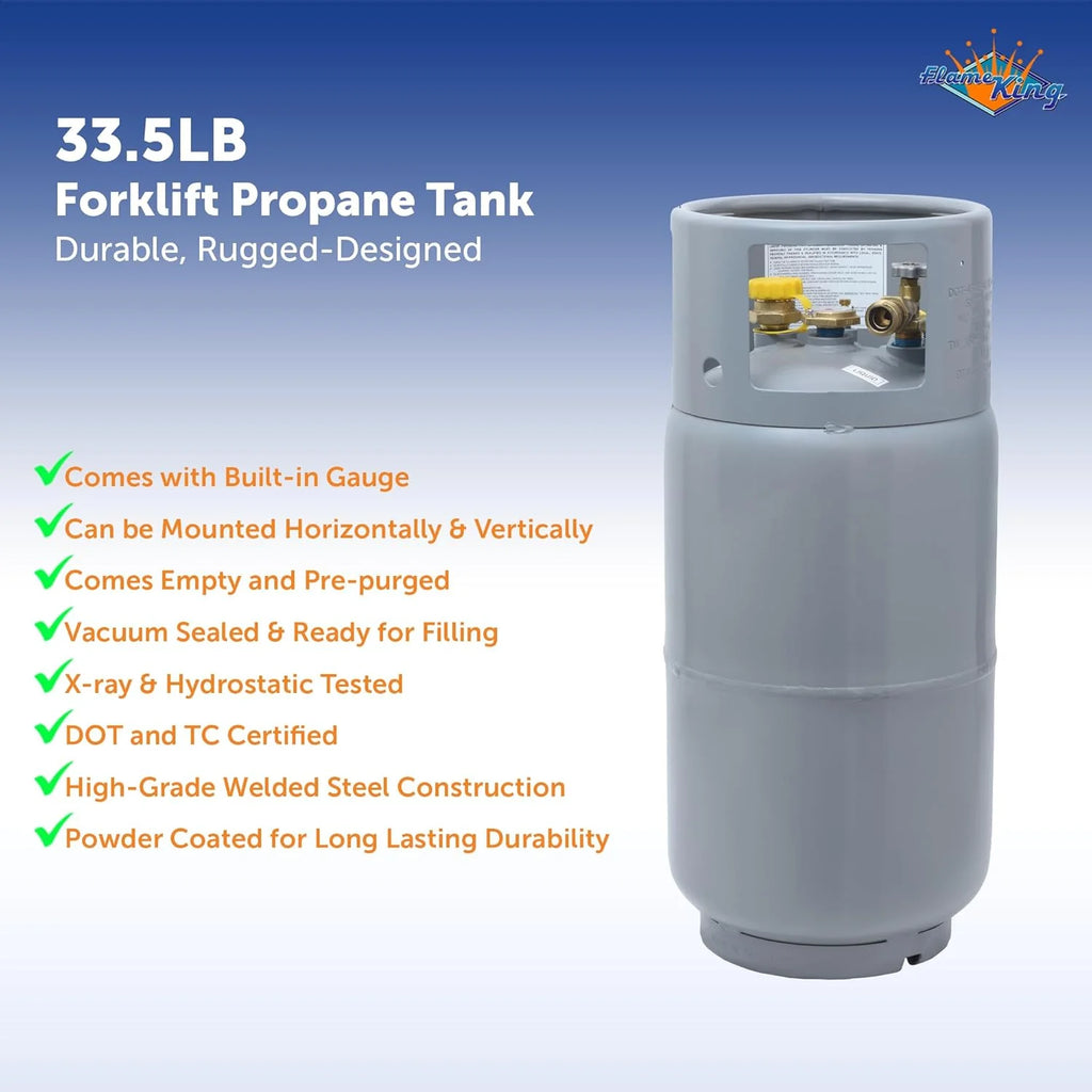 2026 Steel Forklift Propane Tank Cylinder with Built-in Gauge, Gray