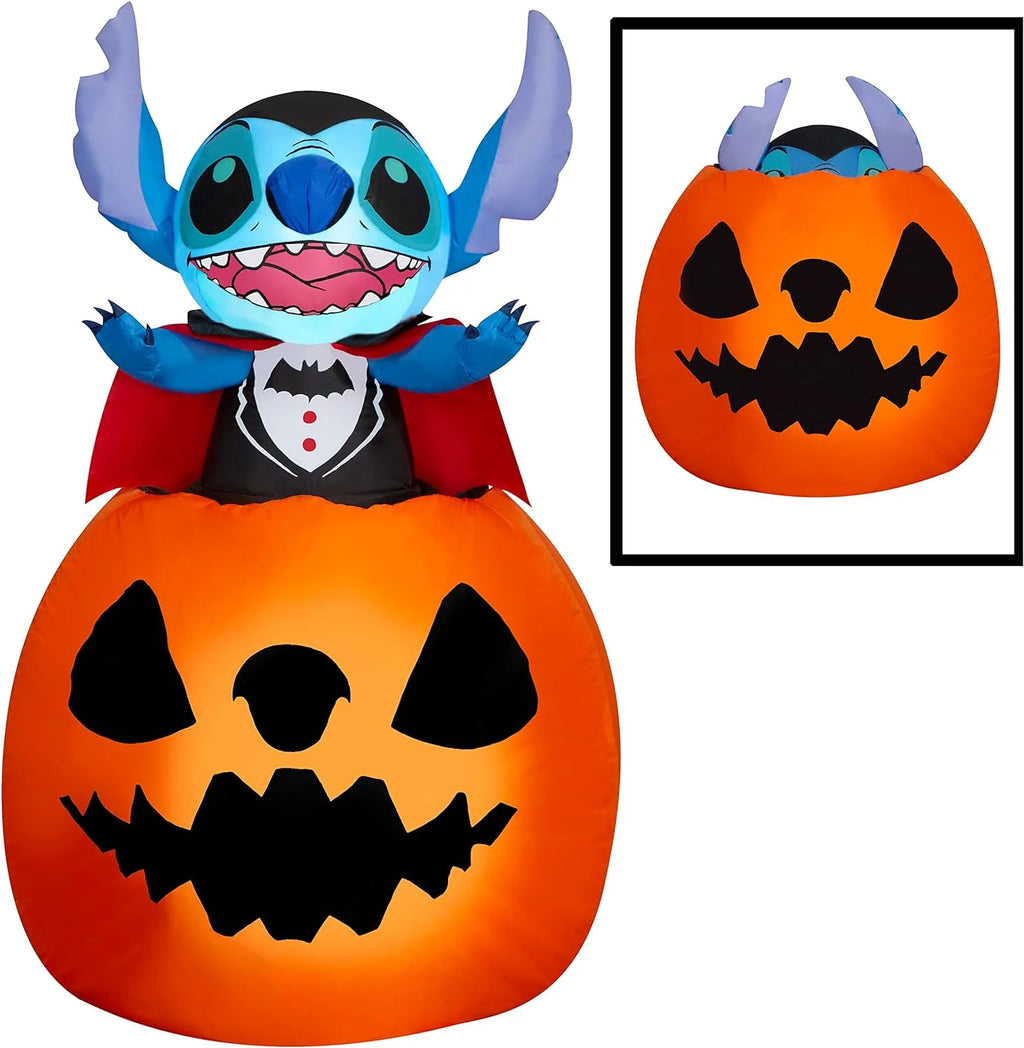 2026 5" Air Blown Animated Rise Vampire Stitch Pumpkin Yard Decor