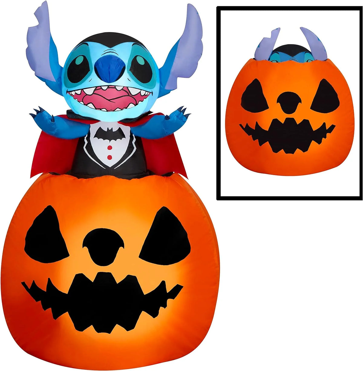 2026 5" Air Blown Animated Rise Vampire Stitch Pumpkin Yard Decor