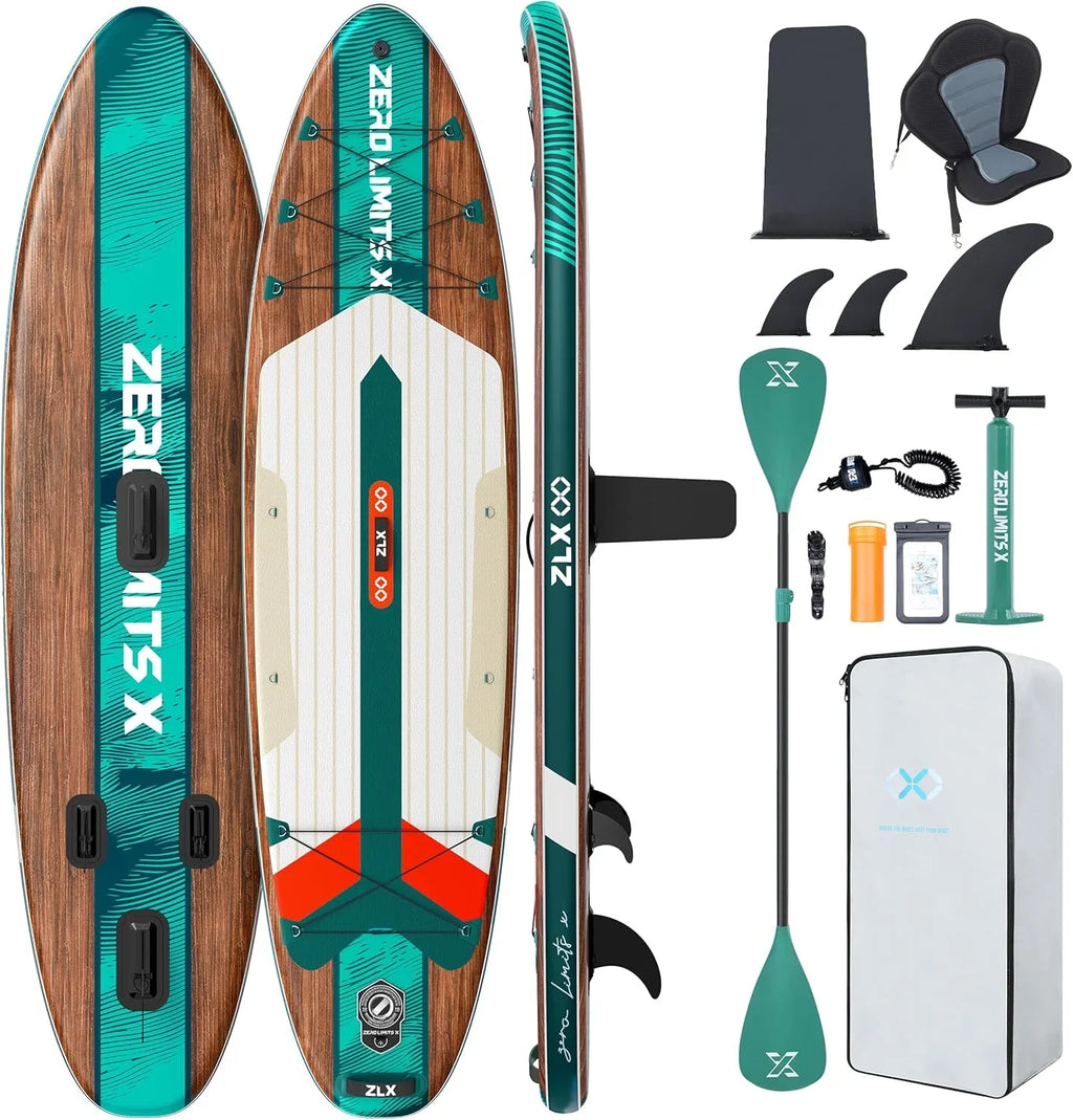 2026 ZLX Tabla de Surf de Remo con Asiento de 320 cm, Inflable, para Adultos, Apta para Principiantes, Amplia y Estable, Antideslizante