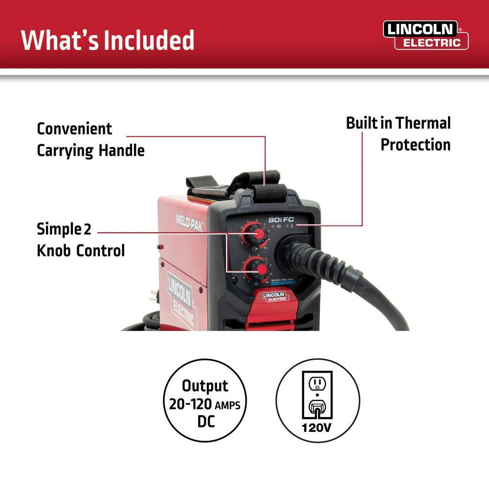 2026 Lincoln Electric WELD-PAK 90i FC Flux-Cored Wire Feeder Welder (No Gas) K5255-1