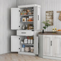 2026 72" Tall Kitchen Pantry Cabinet Adjustable Shelves Barn Doors White