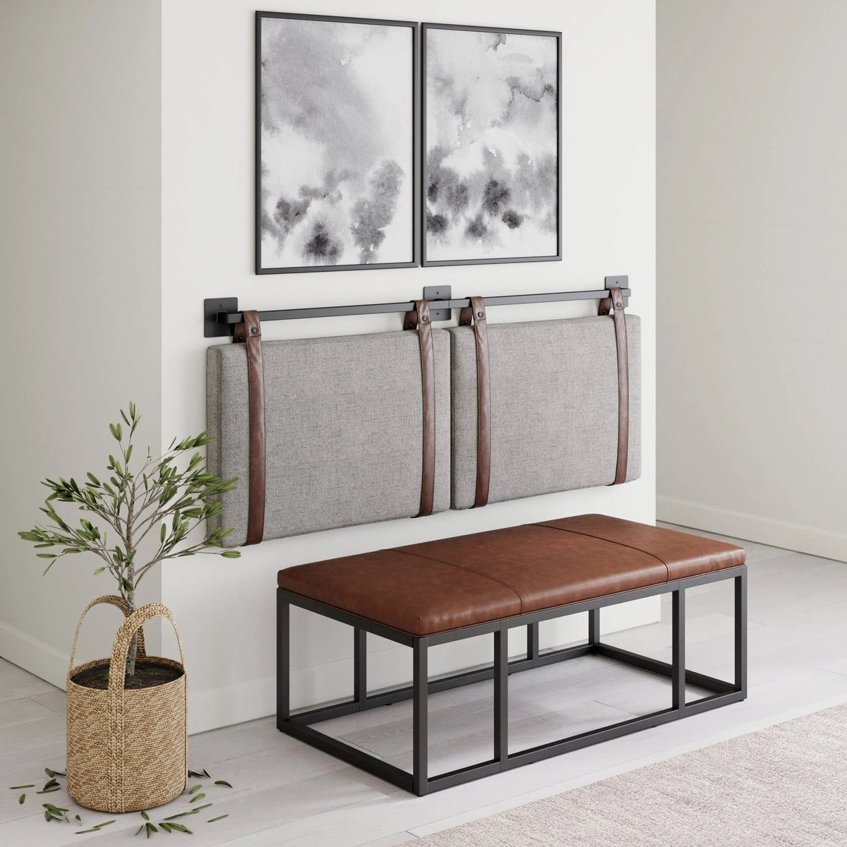 2026 Wall Mount Upholstered Headboard with Metal Rail - Modern Bedroom Headboard