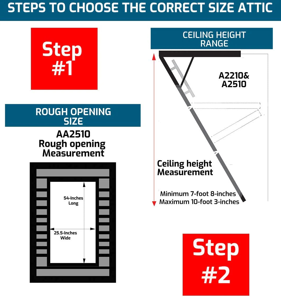 2026 25-1/2 by 54-Inch Elite, 7'8′′-10-Foot Ceiling Height, 375-Pound Capacity, Type IAA, AA2510, Aluminum Ladder, attic, x Rough Opening, Silver