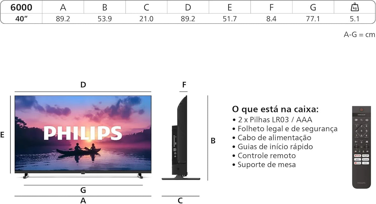 2026 40PFS6000 HD LED Smart TV – Pantalla de 40 Pulgadas con Pixel Plus, Plataforma Titan OS y Sonido Dolby Digital – Funciona con Alexa y con el Asistente de Voz de Google