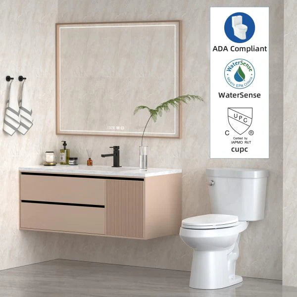 2026 21Toilet, Elongated Toilets for Bathrooms, Two-Piece Toilet with Soft Close Seat, 1.28 Siphonic Flush Toilet with Universal Height ADA Cotton White