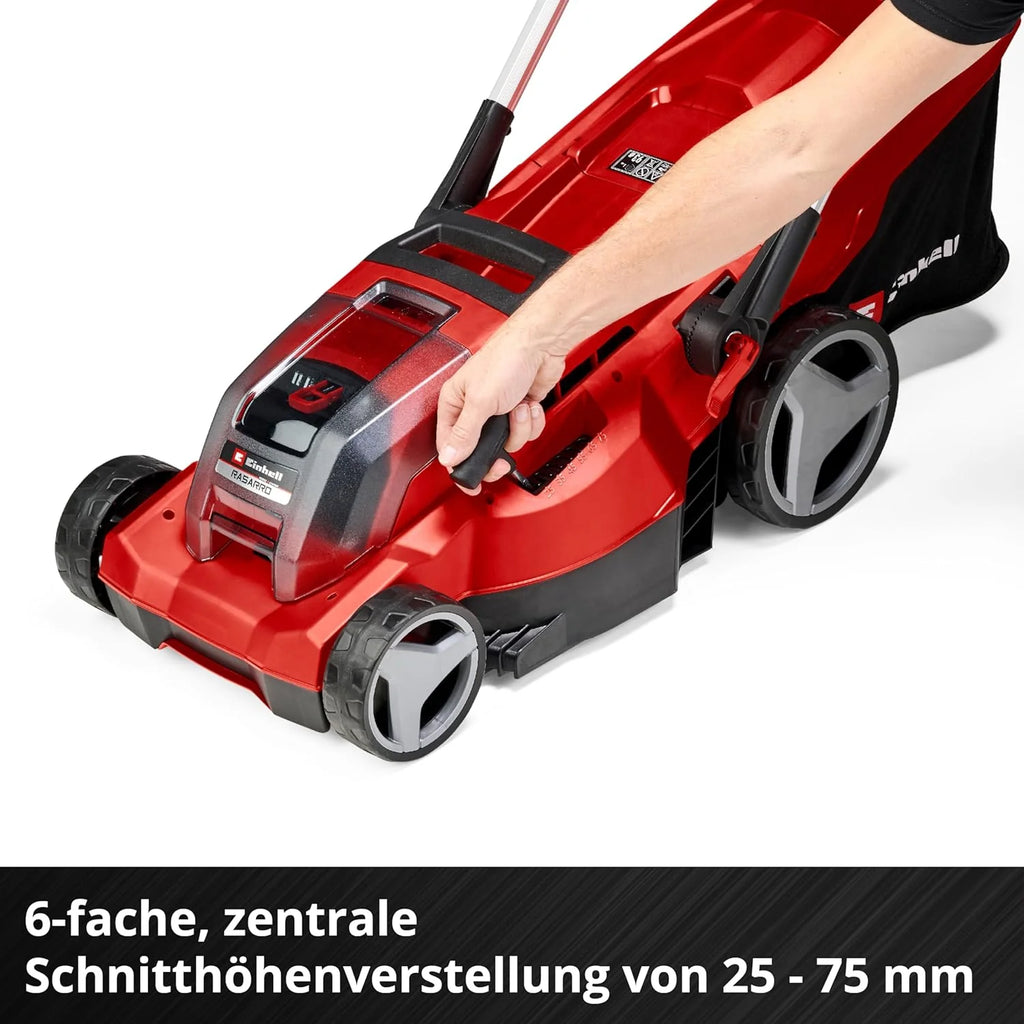 Cortacésped inalámbrico Einhell RASARRO 36/42 Kit Power X – Change 2026 (36 V, ancho de corte de 42 cm, hasta 725 m², sin escobillas, recogedor de césped de 50 L, función de mulching, incluye 2 baterías de 5,2 Ah + 1 cargador doble)