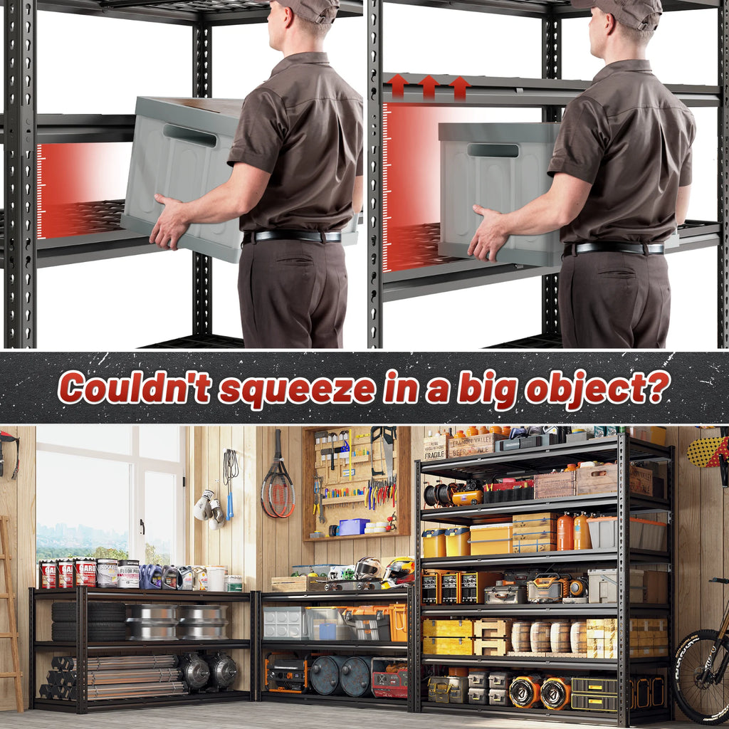 2026 REIBII 48" W Garage Shelving Units 5 Tier Storage Shelves Heavy Duty Adjustable Metal Utility Shelf-72" H x 48" W x 24" D
