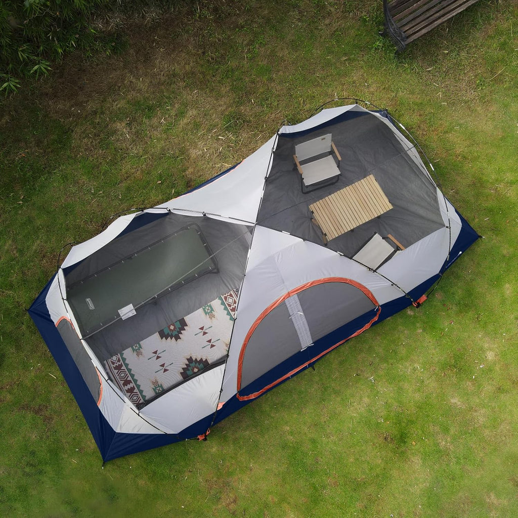2026 Camping Tent 10-PERSON-FAMILY Tents, Parties, Music Festival Tent, Big, Easy Up, 5 Large Mesh Windows, Double Layer, 2 Room, Waterproof,…