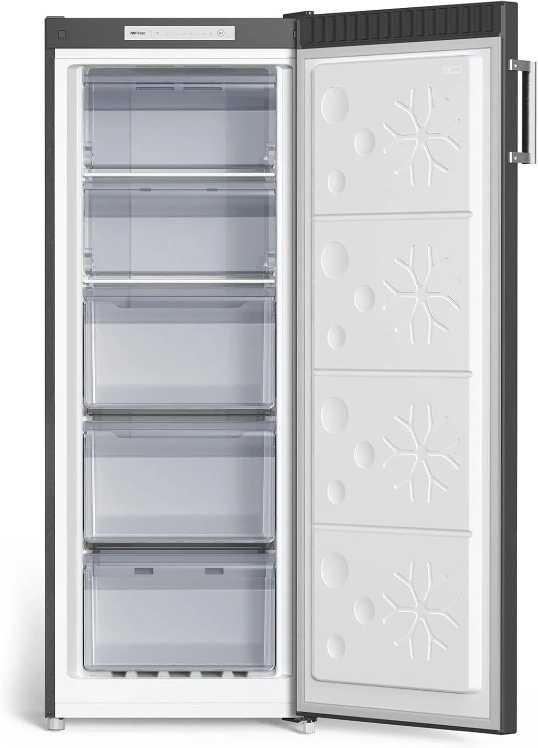 2026 CHiQ Congelador Vertical No frost 166L,FSD166NE4E, Cajones XL, Control de Temperatura Electrónico, Puertas Reversibles, Silencioso, Ice Box, Color Inox Negro, Clase Energética E