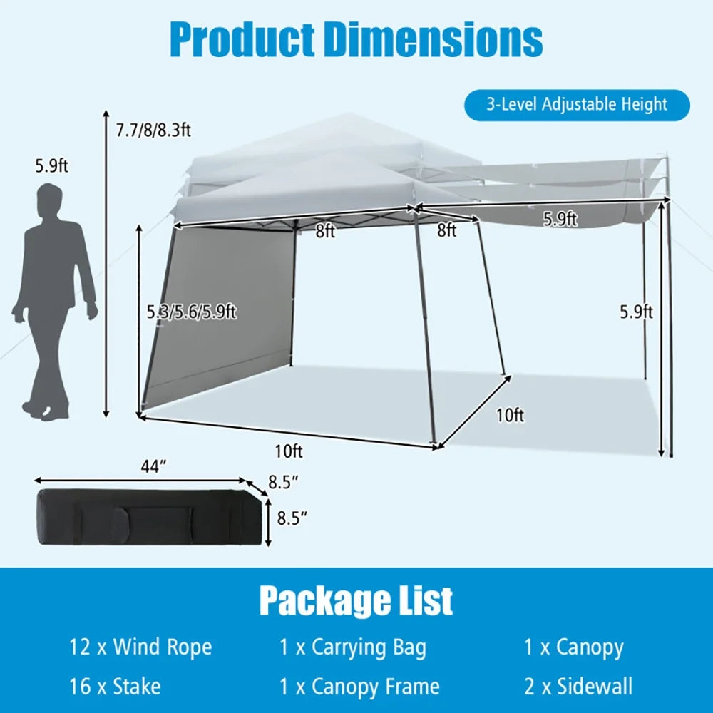 2026 GVN Patio 10x10FT Instant Pop-up Canopy Folding Tent with Sidewalls and Awnings Outdoor-Gray, Full Waterproof Outdoor Party Event Tents for Outside Party Waterproof Tent BBQ Shelter