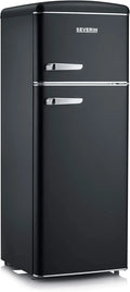 SEVERIN Retro 2026 – Combinación de frigorífico y congelador, una maravilla que ahorra espacio, 4 estantes regulables en altura y un amplio cajón para verduras, capacidad neta de 206 L, color crema, RKG 8933