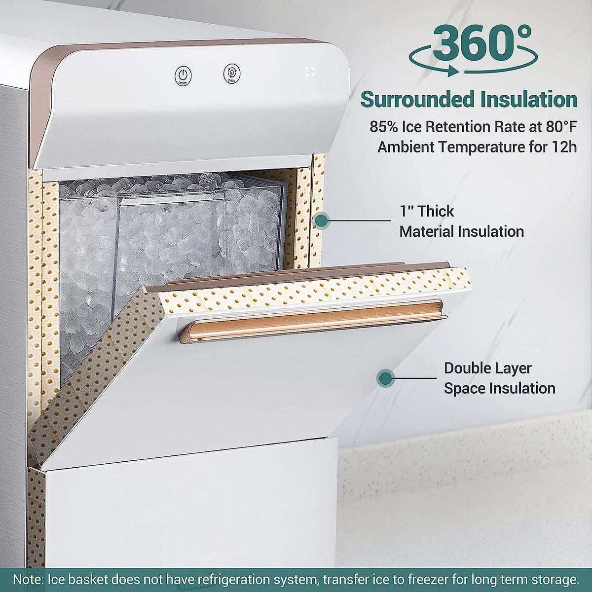 2026 V2.0 Countertop Nugget Ice Maker | Self Cleaning Pellet Ice Maker | Open and Pour Refill | Stainless Steel Housing |
