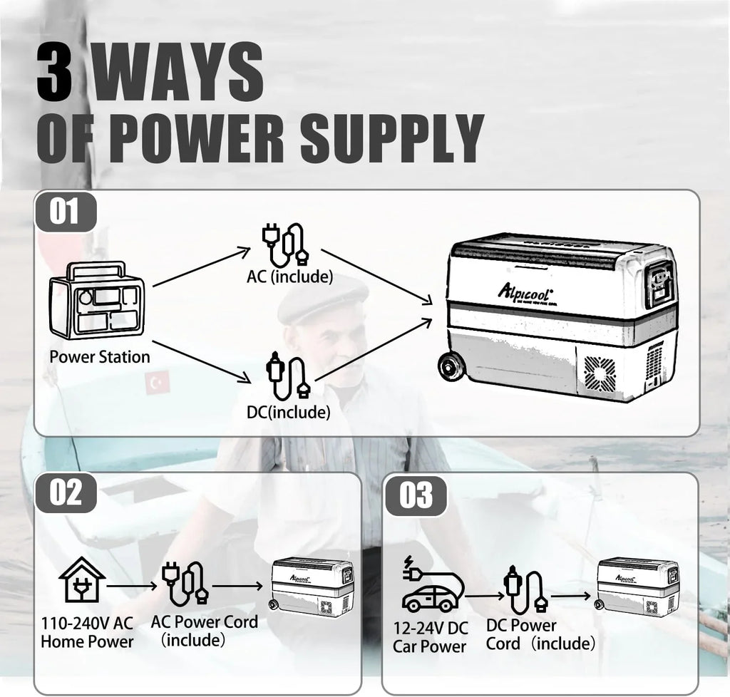 2026 Alpicool T50 50 litros Nevera portátil 12 V 24 V congelador, pequeño congelador para coche, camping, camión, barco y enchufe con puerto USB