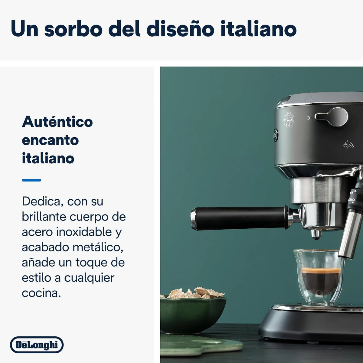 De'Longhi Dedica – Cafetera de Bomba de Acero Inoxidable para Café Molido o Monodosis, Espresso y Capuchino, Depósito de 1.3 Litros, Sistema Antigoteo, Modelo EC685.M, Color Metal 2026