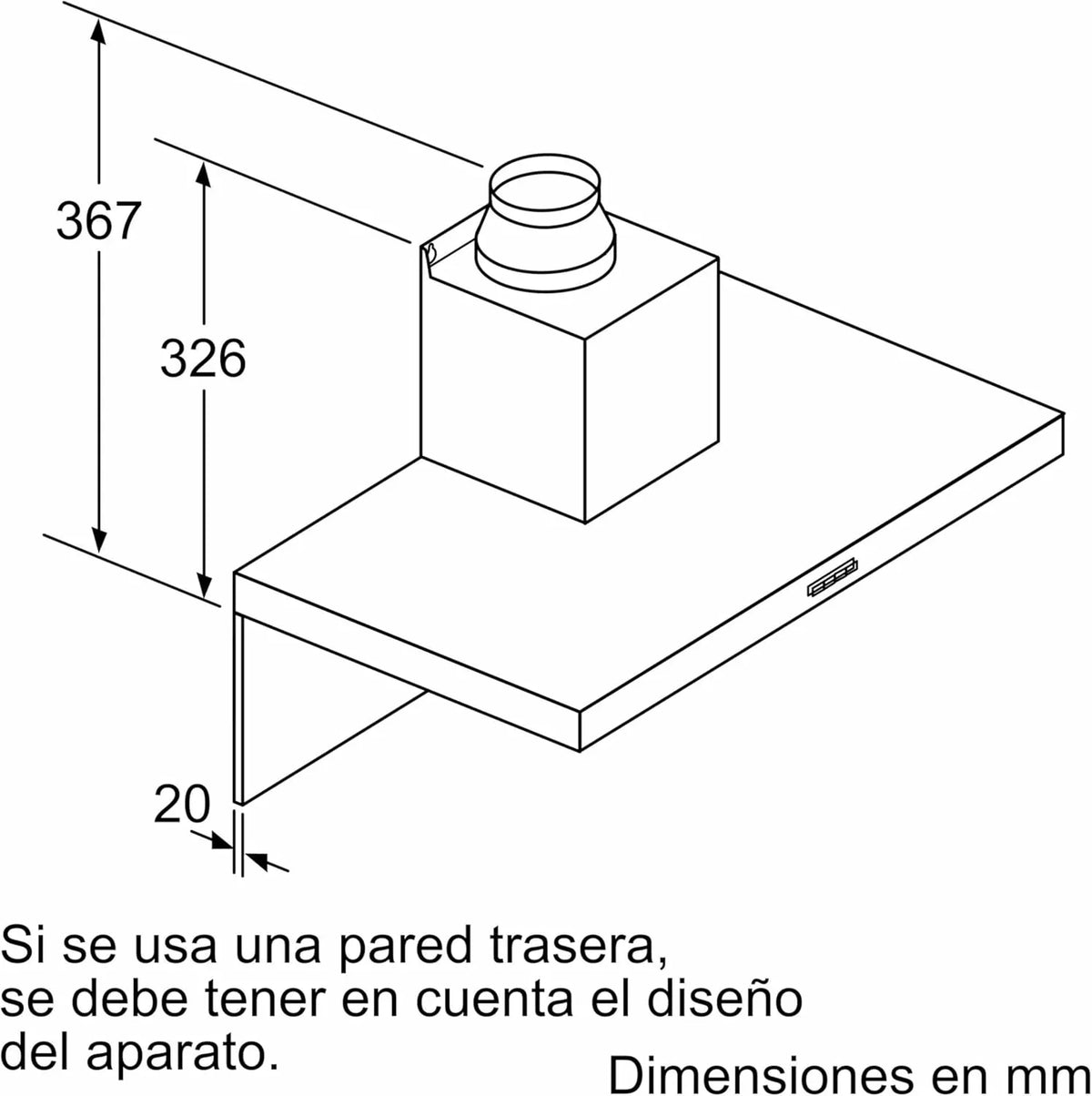 2026 Bosch – Campana Extractora Decorativa de Pared, 90 cm, Serie 2, Control Mecánico, Iluminación LED, Acero Inoxidable, DWB96BC50