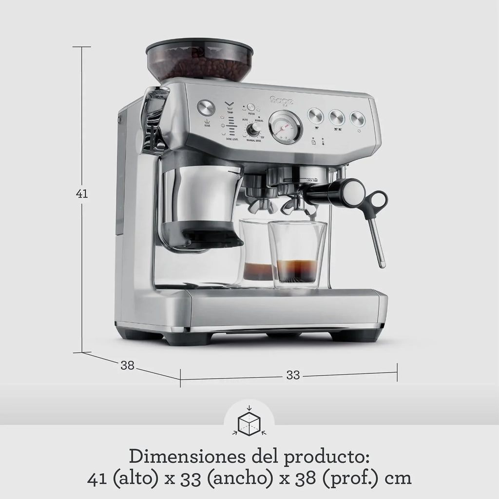 2026 Sage Barista Express Impress – Cafetera Profesional con Espumador de Leche Manual y Molinillo – 9 Bares, Control de Temperatura, 1850 W – Para Cappuccino, Latte y Espresso, Acero Inoxidable