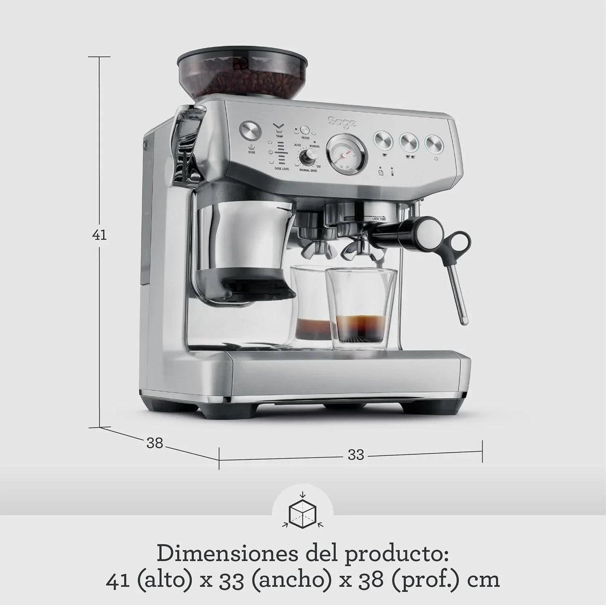 2026 Sage Barista Express Impress – Cafetera Profesional con Espumador de Leche Manual y Molinillo – 9 Bares, Control de Temperatura, 1850 W – Para Cappuccino, Latte y Espresso, Acero Inoxidable