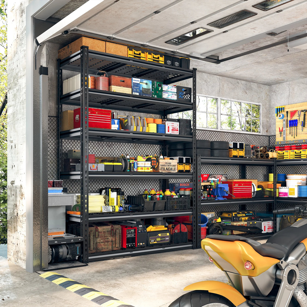 2026 REIBII 48" W Garage Shelving Units 5 Tier Storage Shelves Heavy Duty Adjustable Metal Utility Shelf-72" H x 48" W x 24" D