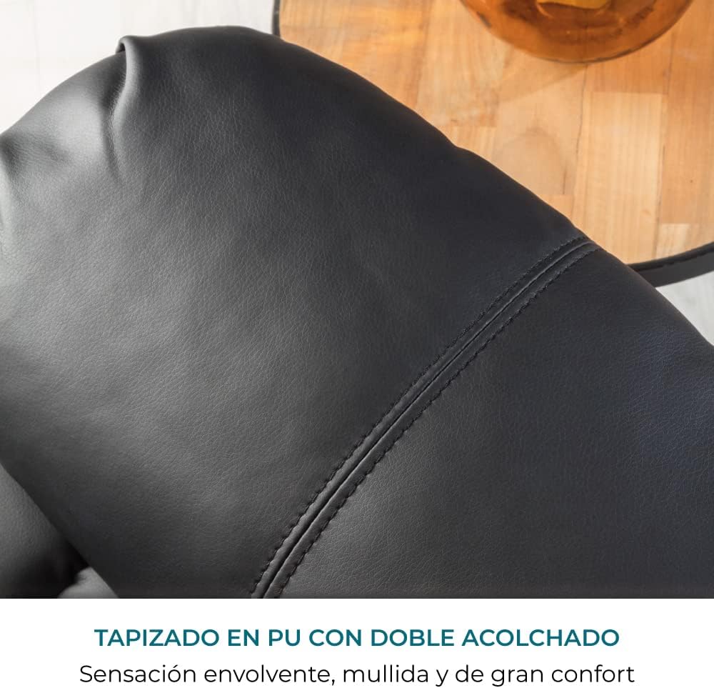 Don Descanso - Sillón Masaje Relax Calor Trevi Negro Reclinable 160º con 8 Motores Silenciosos, Calor Lumbar, Sist. Masaje 4 Zonas y Acabado en PU Anti-Cuarteo [Incluye Mando]. Ideal Gente Mayor 2026