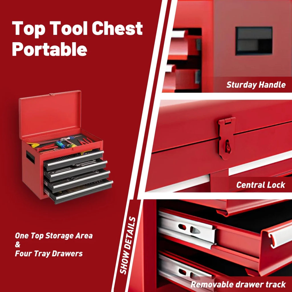2026 5-Drawer Rolling Tool Chest, 2 in 1 Detachable Tool Box with Lockable Wheels, Adjustable Shelf, and Liner for Garage and Workshop Storage (Yellow)