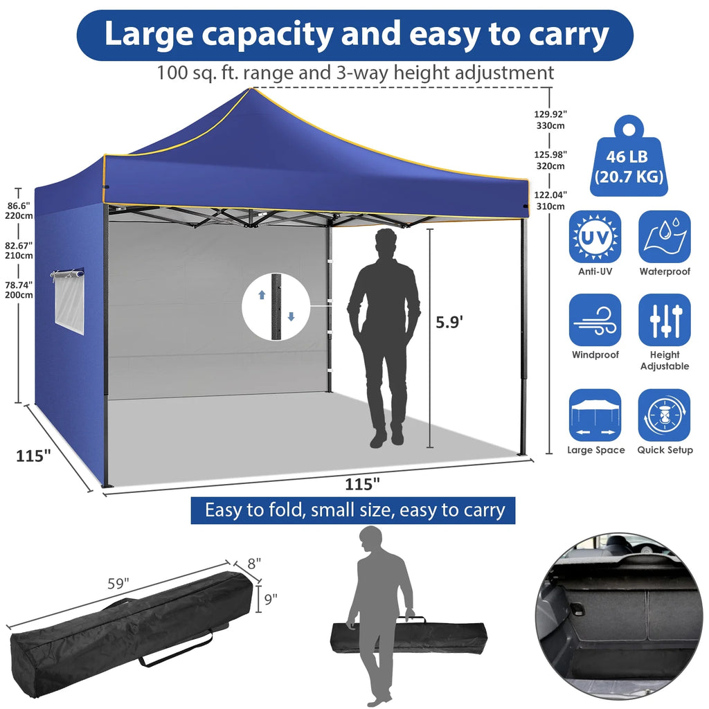 2026 SANOPY 10'x10' Pop up Canopy Tent Anti-UV Waterproof Outdoor Gazebo Instant Party Wedding Backyard Canopy Tent Shade Shelter for Backyard, Patio, Parties,Khaki