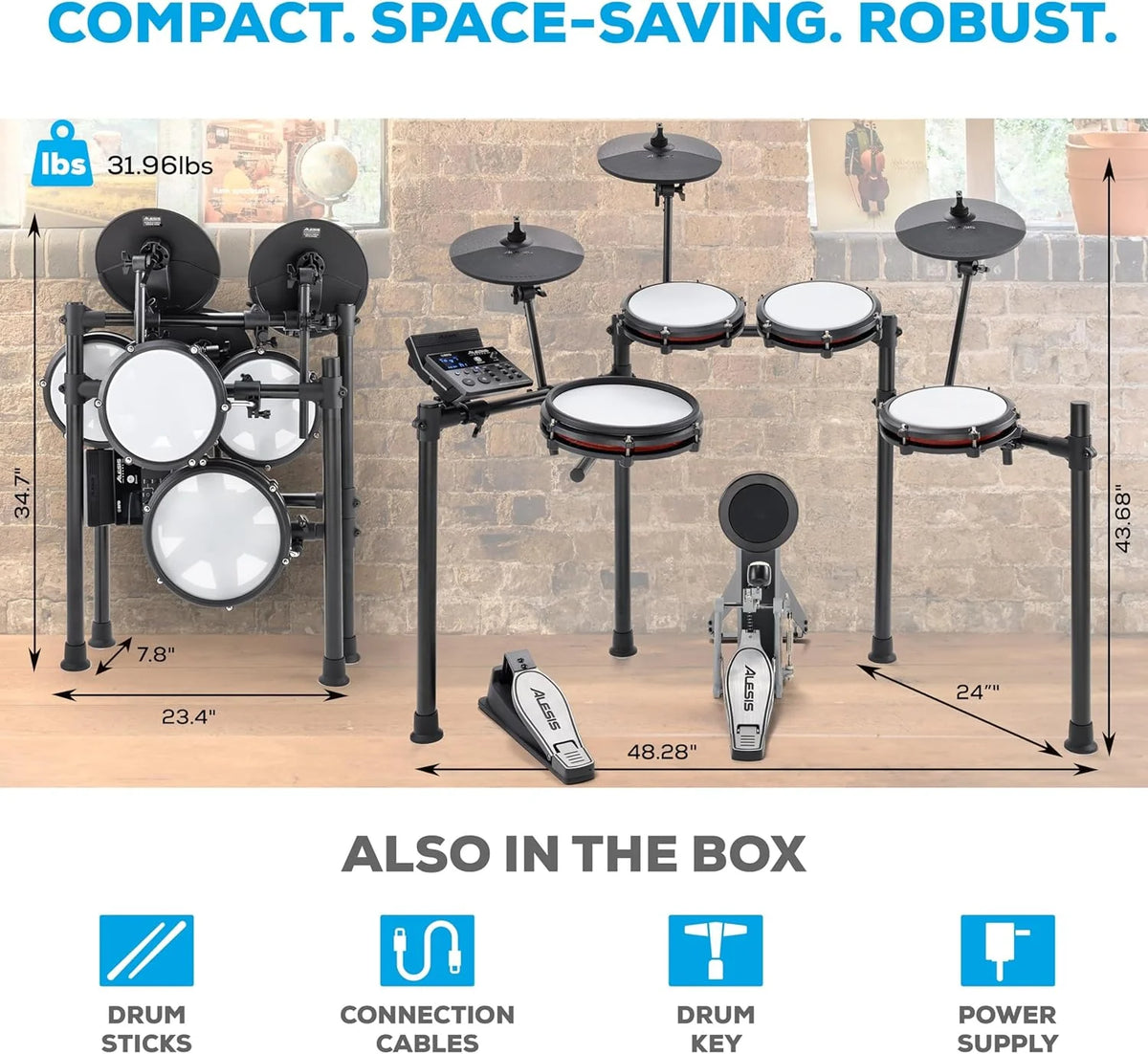 2026 Nitro Max Electric Drum Set with Mesh Pads & Bluetooth