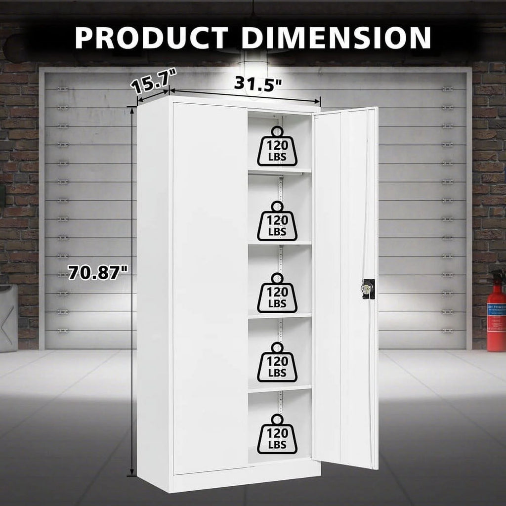 2026 STANI Metal Storage Cabinet with Locking Doors, Garage Lockable Steel Cabinets with 4 Doors and 5 Shelves for Home, Garage, Pantry Workshop Warehouse