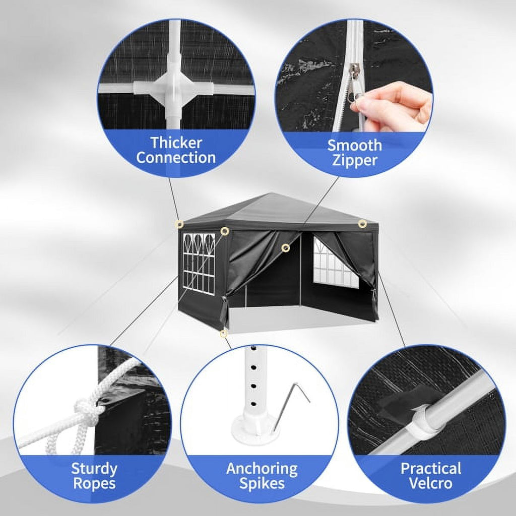 2026 Sythers 10'x10' Pop Up Canopy Tent with 4 Removable Sidewalls, Portable Gazebo, UV Resistant Waterproof, Enclosed Canopy Tent for Outdoor Events, Patio, Backyard, Party, BBQ, Camping, Black