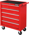 2026 TUFFIOM 5-Drawer Rolling Tool Chest with Lock & Key, Tool Storage Organizer Box Cabinet with Wheels