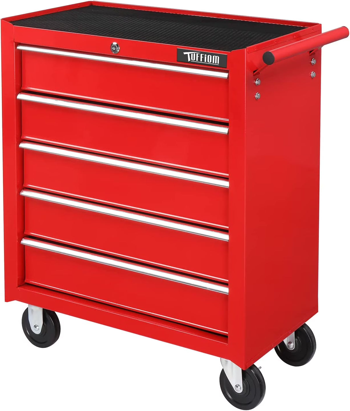 2026 TUFFIOM 5-Drawer Rolling Tool Chest with Lock & Key, Tool Storage Organizer Box Cabinet with Wheels