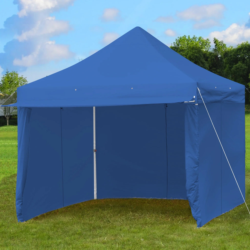 2026 Patiojoy 10x10ft Pop up Tent, 4 Height Adjustment Folding Camping Tent with Awning Blue