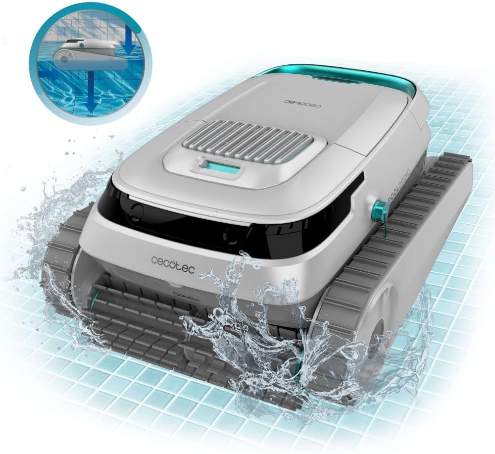 2026 Cecotec Robot Limpiapiscinas para Fondos, Paredes y Línea de Flotación Conga Pooldroid 5000 TotalClean Pearl. Superficies 100m2, Pendiente Máx 90º, Limpieza Ordenada, Autonomía 100min, Capacidad 4L