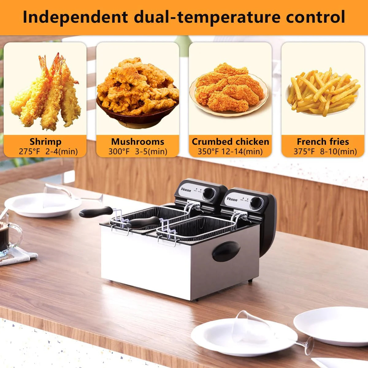 2026 3000W Commercial Electric Deep Fryer with Baskets & LIDS,2X3L Stainless Steel Double Deep Fryer,small Deep Fryer with Basket,temperature…