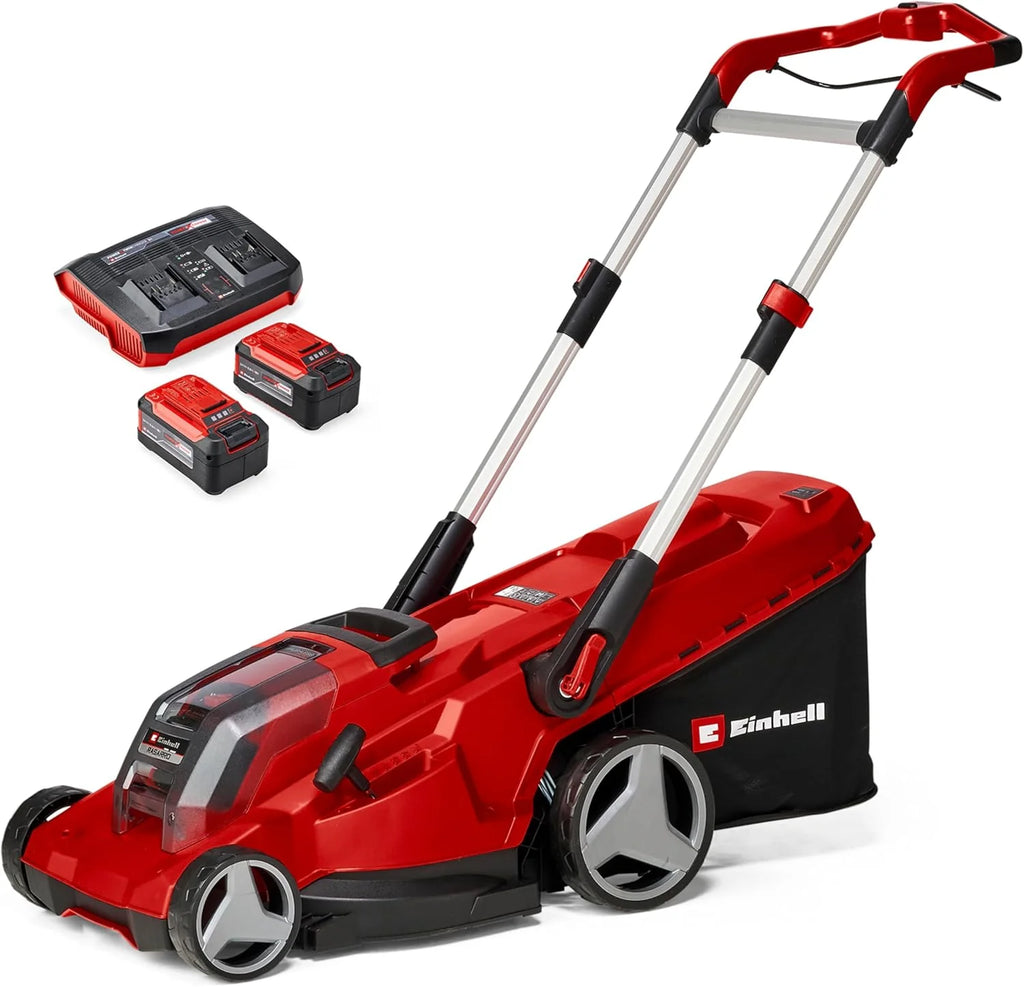 Cortacésped inalámbrico Einhell RASARRO 36/42 Kit Power X – Change 2026 (36 V, ancho de corte de 42 cm, hasta 725 m², sin escobillas, recogedor de césped de 50 L, función de mulching, incluye 2 baterías de 5,2 Ah + 1 cargador doble)