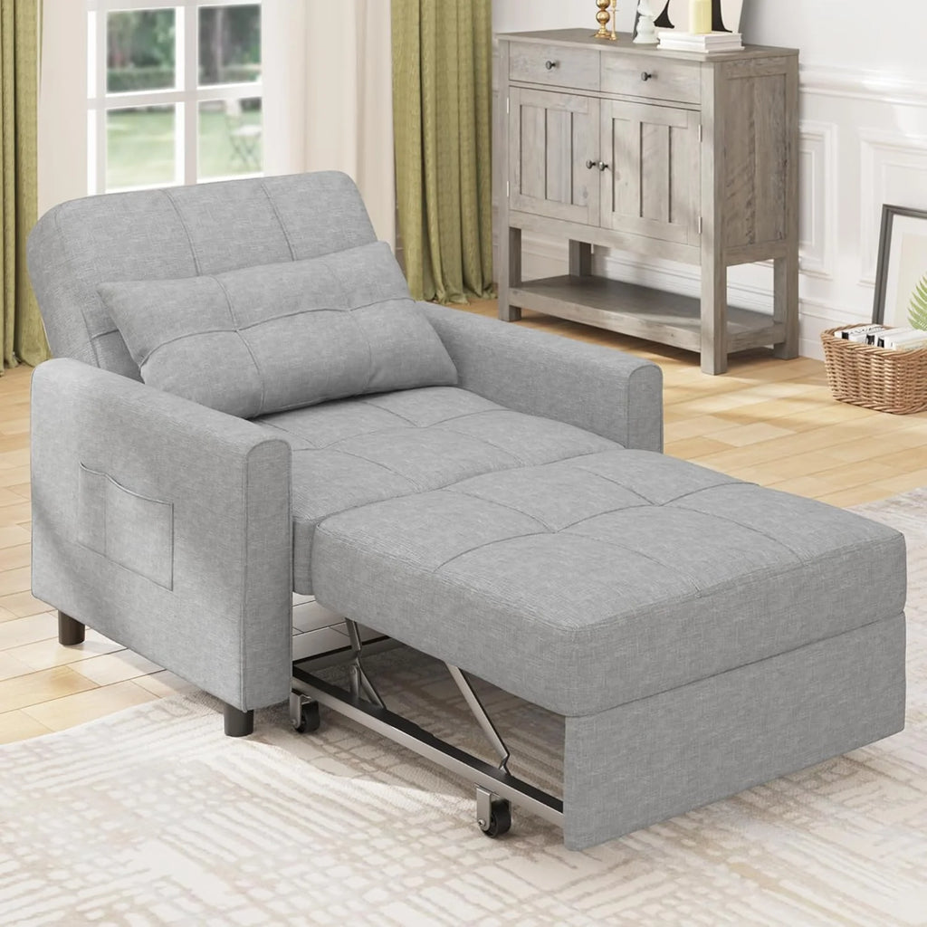 Sillón reclinable Bealife 2026, sillón cama con respaldo ajustable, sillón para TV, sofá cama plegable, sillón reclinable para sala de estar y dormitorio (gris claro)