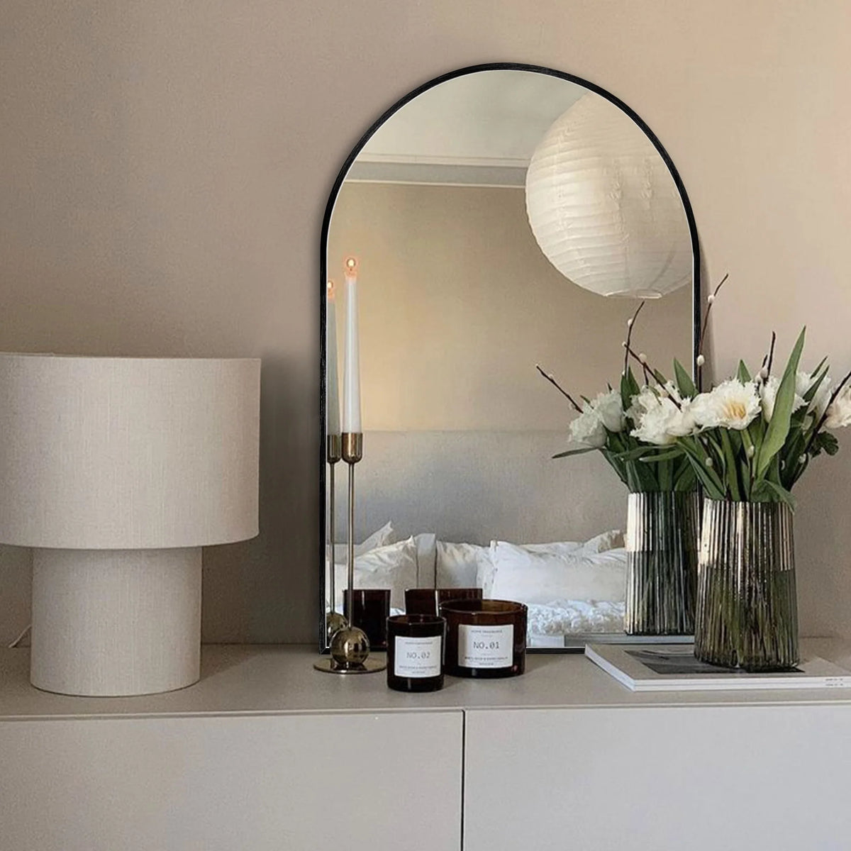 2026 Modern Arch Aluminum Bathroom Wall Mirror, Wall Mounted Vanity Mirror for Bathroom, Bedroom and Home Decor