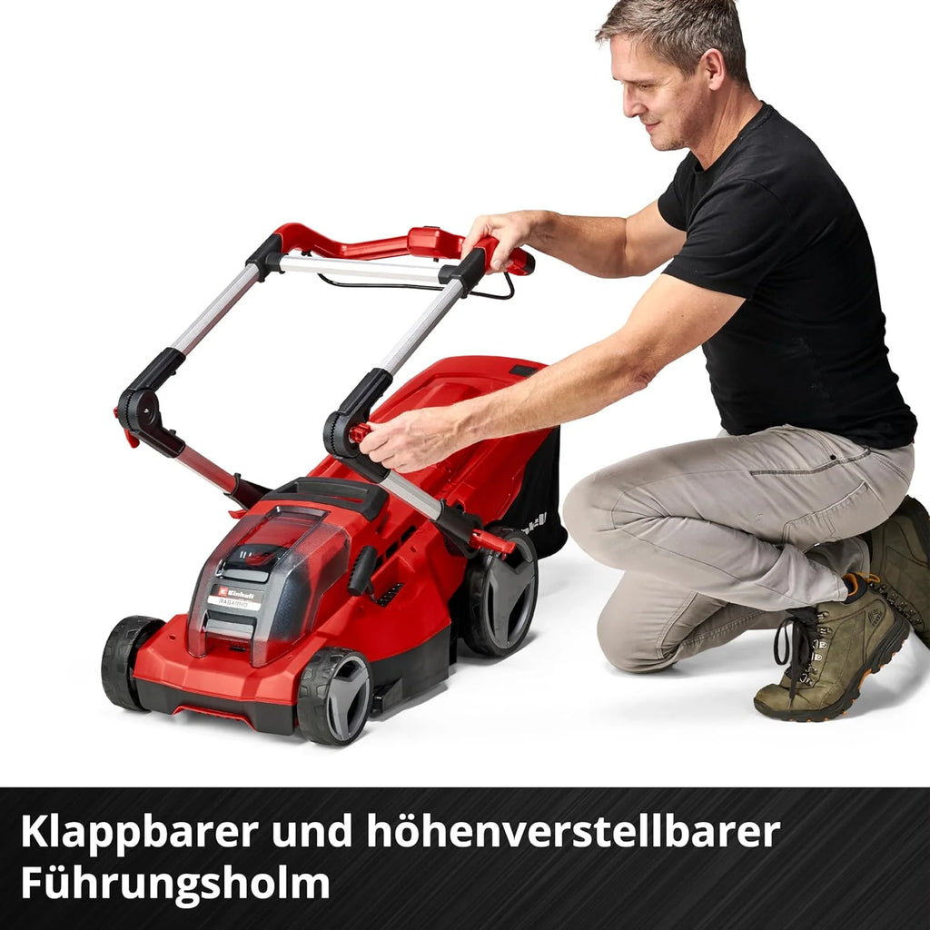Cortacésped inalámbrico Einhell RASARRO 36/42 Kit Power X – Change 2026 (36 V, ancho de corte de 42 cm, hasta 725 m², sin escobillas, recogedor de césped de 50 L, función de mulching, incluye 2 baterías de 5,2 Ah + 1 cargador doble)