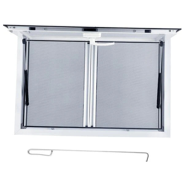 2026 Concession Window 36W X 36H Aluminum Alloy Food Truck Service Window with Sliding Screens & Awning Door, Hydraulic Lift, Locking Mechanism,…
