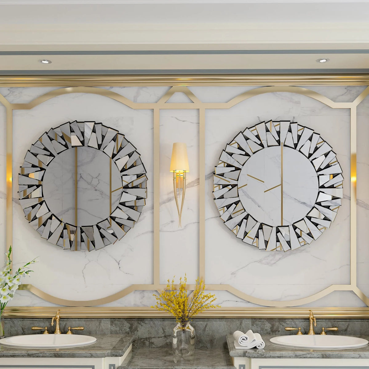 2026 32 Inch Round Decorative Wall Mirror, Glass Accent Mirror for Home Decor
