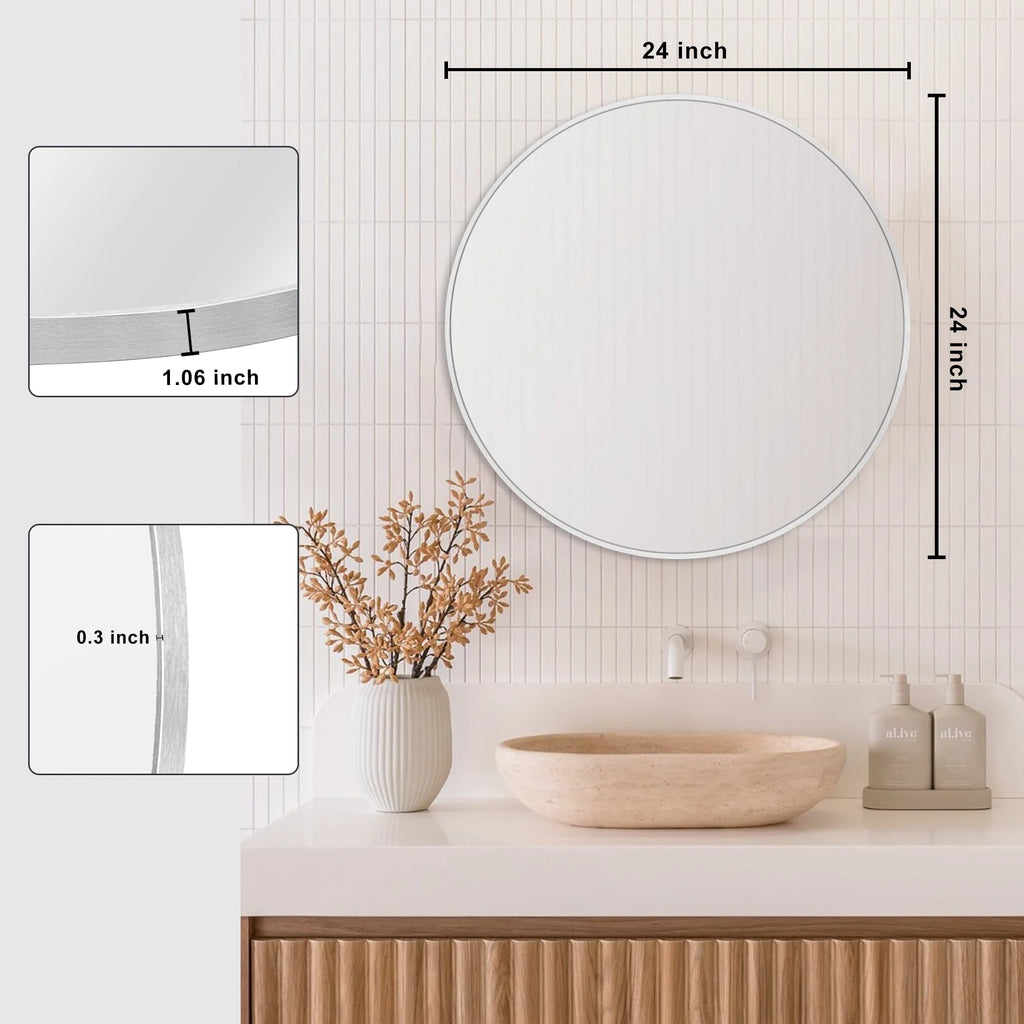 2026 Modern Round Bathroom Vanity Mirror, Wall Mounted Circular Mirror for Bathroom, Bedroom and Home Decor