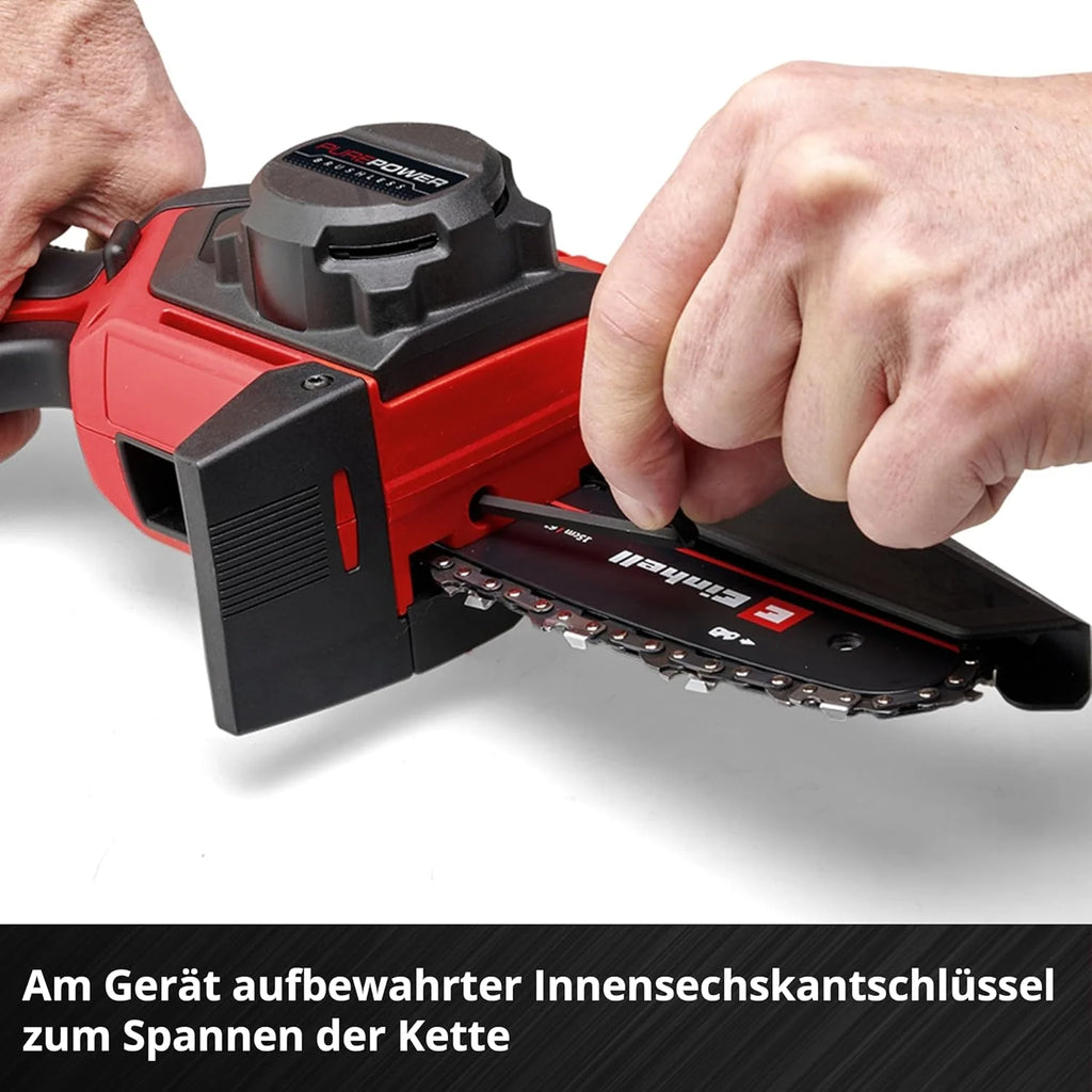 2026 Motosierra de poda inalámbrica Einhell GE – PS 18/15 Li Bag Kit Power X – Change (18 V, sin escobillas, longitud de corte de 12,5 cm, incluye batería de 2,5 Ah, cargador, cadena de repuesto, bolsa Einhell 45/29)